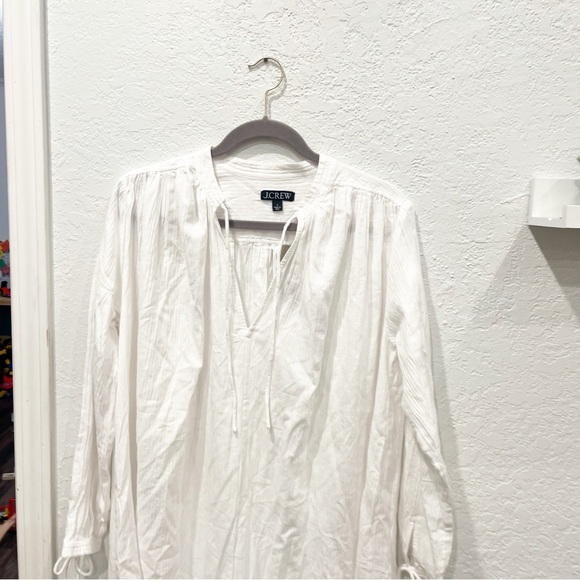 J. Crew Dress Women's Small White Airy Gauze Tunic Maxi Dress Unlined Cover-up - Picture 3 of 8
